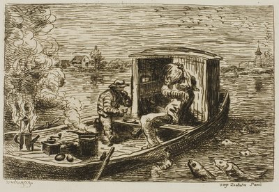 Schlucken (Mahlzeit auf dem Boot) von Charles Francois Daubigny