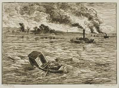 Die Dampfschiffe (Dampfhafen) von Charles Francois Daubigny