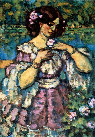 Frau mit Rose, 1901 von Charles Guerin