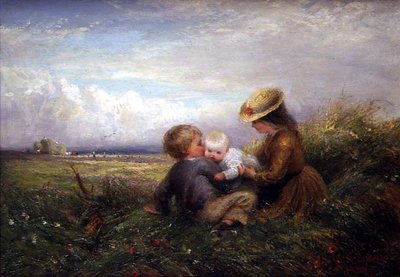 Kinder auf einem Feld von Charles James Lewis