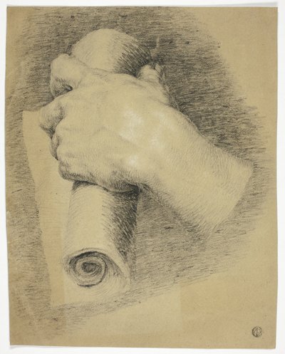 Hand, die eine Papierrolle hält von Charles Lucy