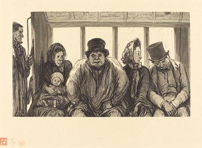 Innenraum eines Omnibusses von Charles Maurand after Honoré Daumier