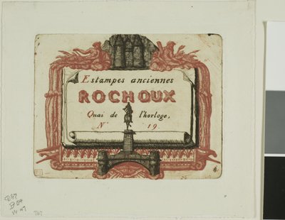 Adresskarte des Druckverkäufers Rochoux von Charles Meryon