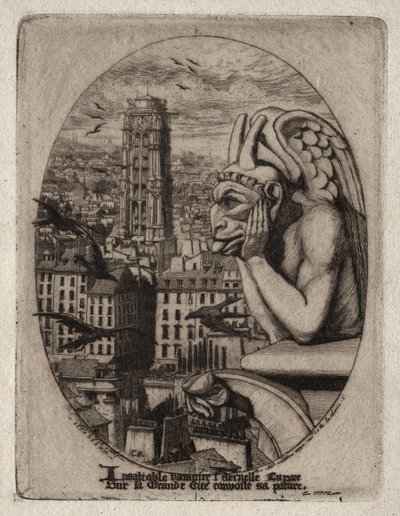 Radierungen von Paris: Der Wasserspeier von Charles Meryon