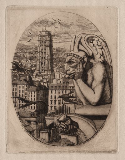 Radierungen von Paris: Der Wasserspeier von Charles Meryon
