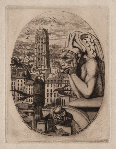 Radierungen von Paris: Der Wasserspeier, 1853 von Charles Meryon