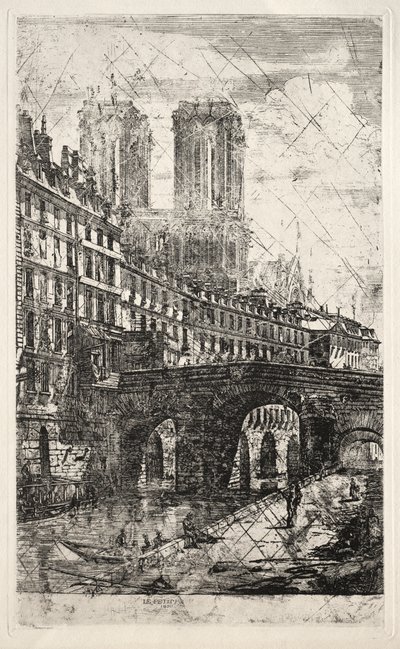 Radierungen von Paris: Die kleine Brücke, 1850 von Charles Meryon