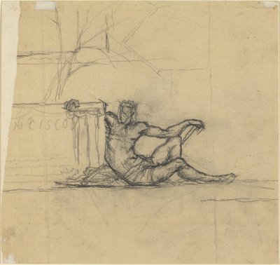 Sitzende männliche Figur für "San Francisco" von Charles Meryon