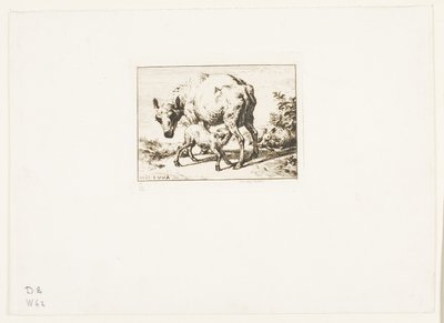 Das Mutterschaf mit zwei Lämmern von Charles Meryon