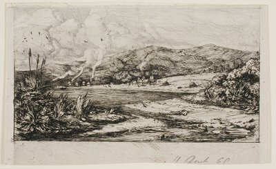 Die kleine französische Kolonie in Akaroa, 1845 von Charles Meryon