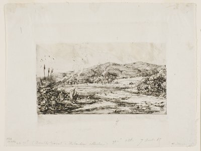 Die kleine französische Kolonie in Akaroa, 1845 von Charles Meryon