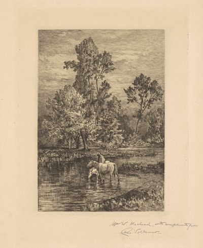 Landschaft mit trinkenden Pferden von Charles Volkmar