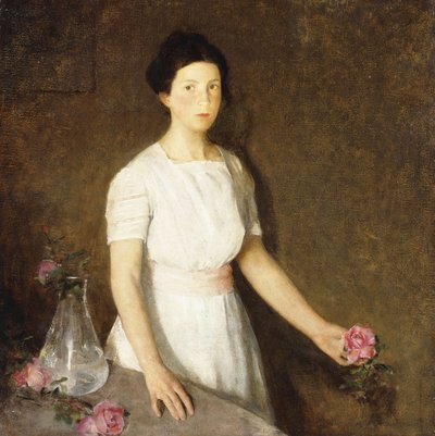 Mädchen mit roter Rose von Charles Webster Hawthorne