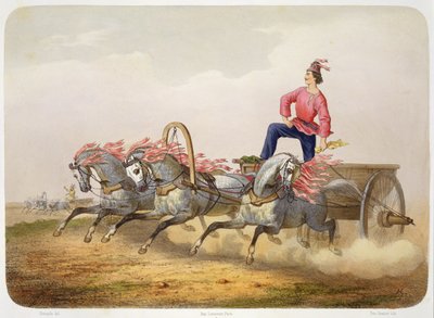 Kutschenrennen, graviert von Yves Grenier von Charles de Hampeln