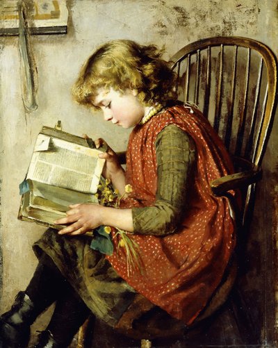 Ein junges Mädchen liest, 1890 von Charlotte Weeks