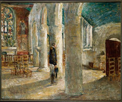 Kircheninnenraum, Bretagne von Childe Frederick Hassam