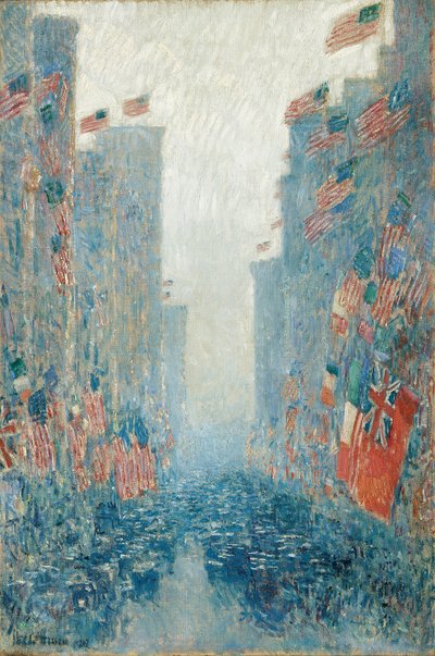 Flaggen, Nachmittag auf der Allee von Childe Frederick Hassam