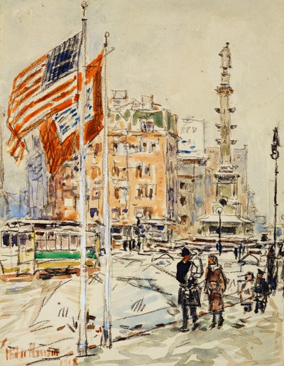 Flaggen, Columbus Circle von Childe Frederick Hassam
