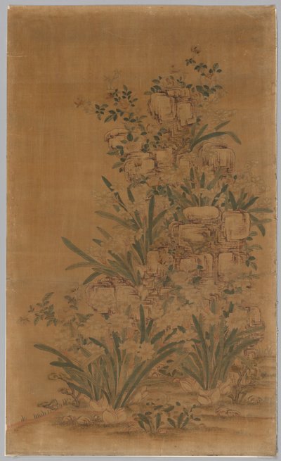 Kesi-Panel: Felsen und Narzissen von China, Qing dynasty