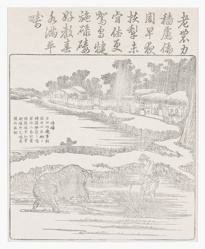 Reisfeld eggen, 18. Jahrhundert von Chinese School