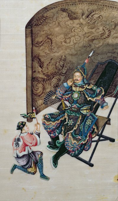 Sitzender Krieger mit einem Soldaten von Chinese School