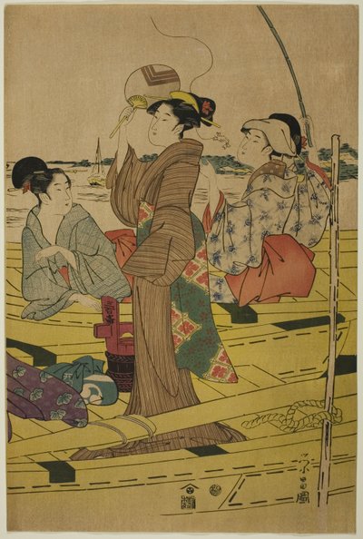 Frauen auf einem Fischerboot von Chokosai Eisho