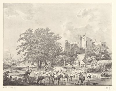Herde von Vieh bei der Ruine von Schloss Brederode von Christiaan Josi