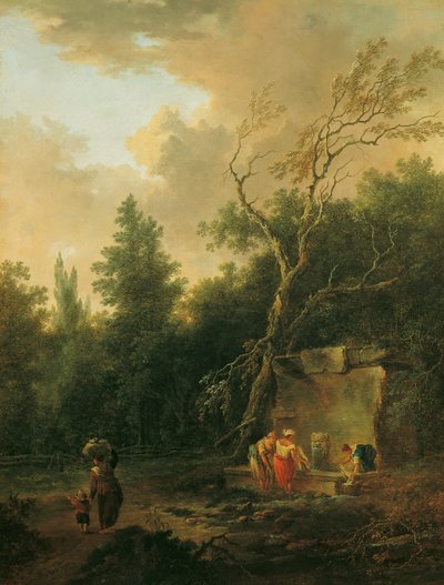 Baumlandschaft mit Brunnen von Christian Hilfgott Brand