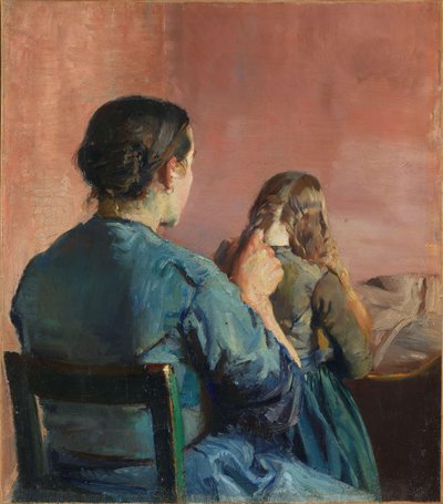 Ihr Haar flechtend von Christian Krohg