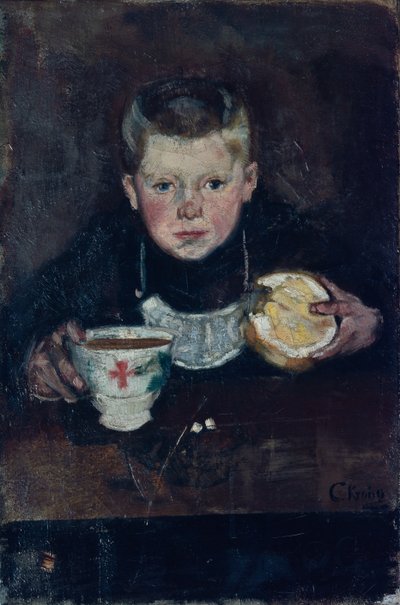 Botenjunge trinkt Kaffee von Christian Krohg