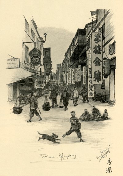Straße in Hongkong, 1898 von Christian Wilhelm Allers