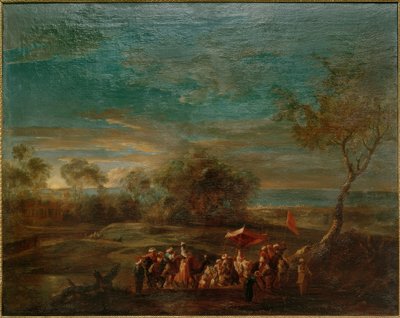 Morgenlandschaft mit orientalischem Brautzug von Christoph Ludwig Agricola