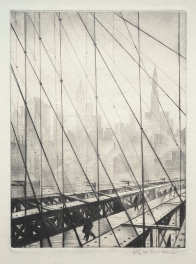 Blick durch die Brooklyn Bridge von Christopher Richard Wynne Nevinson