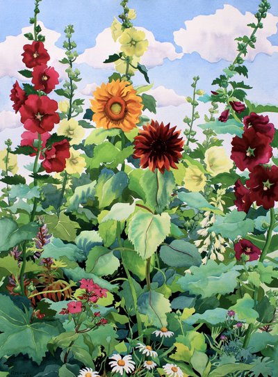 Stockrosen und Sonnenblumen von Christopher Ryland