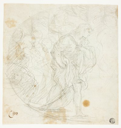 Unidentifizierte biblische Szene (recto); Skizzen (verso) von Ciro Ferri