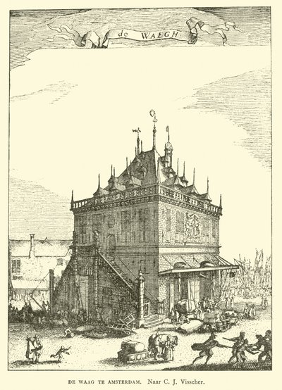 Waag (Waagehaus) von Amsterdam von Claes Jansz Visscher