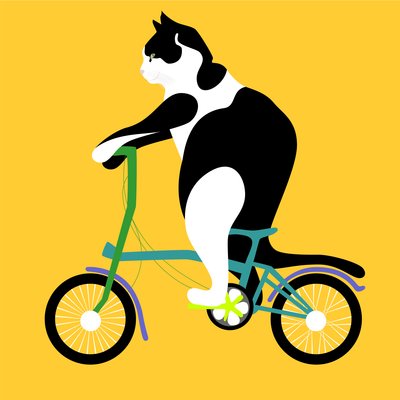 Katze auf einem Brompton-Fahrrad von Claire Huntley