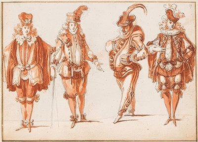 Vier Kostümfiguren von Claude Gillot