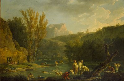 Flusslandschaft mit Badenden, 1768-1770 von Claude Joseph Vernet
