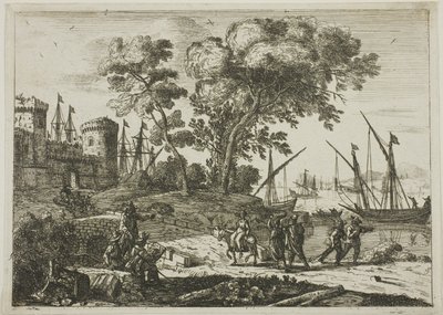 Küstenszene mit einem Künstler beim Zeichnen von Claude Lorrain