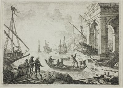 Hafenszene mit Leuchtturm von Claude Lorrain