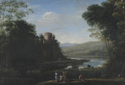 Flusslandschaft mit Hirten von Claude Lorrain