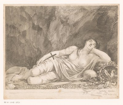 Heilige Maria Magdalena in einer Höhle von Claude Mellan