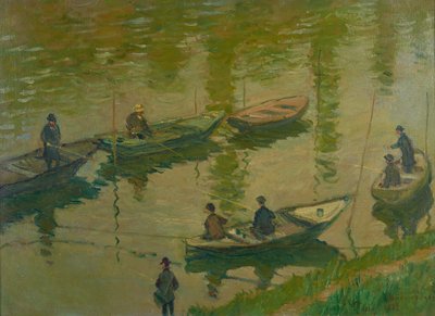 Angler auf der Seine bei Poissy von Claude Monet