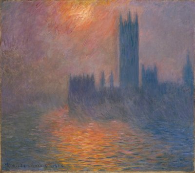 Häuser des Parlaments, Sonnenuntergang von Claude Monet