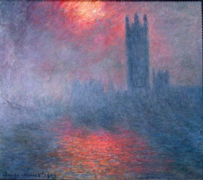 London, Parlament, Sonnenschein im Nebel von Claude Monet