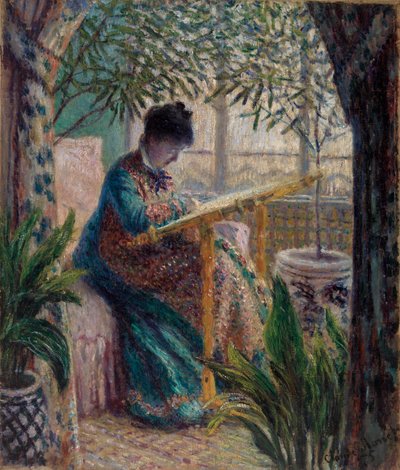 Madame Monet beim Sticken von Claude Monet