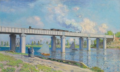 Eisenbahnbrücke bei Argenteuil, 1873 von Claude Monet