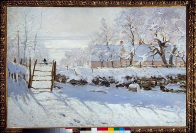 Die Elster (eine schneebedeckte Landschaft, Etretat) von Claude Monet