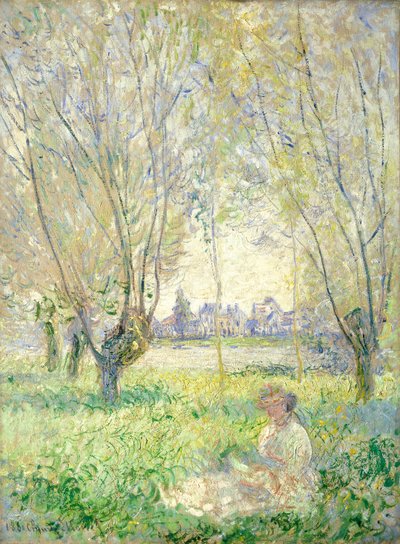 Frau unter den Weiden sitzend von Claude Monet